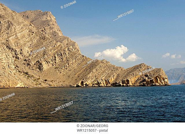 at the entrance to the Khor Ash Sham fjord, Oman
