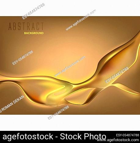Beautiful Golden Oil Liquid Background - Abstract Illustration for Your Graphic Design, Vector
