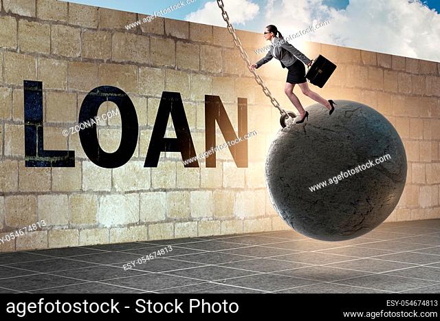 The debt and loan concept with businesswoman