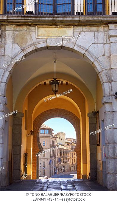 Toledo Zocodover arch in Castile La Mancha of Spain