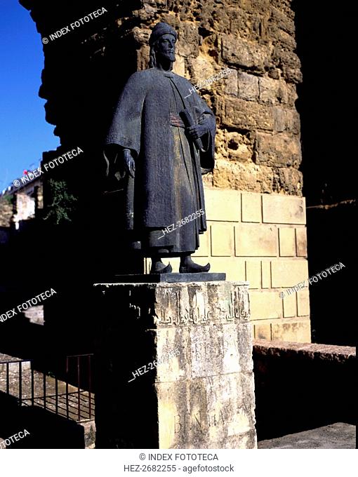 Monument in Cordoba with the statue of Ibn Hazm (994-1064), Arab writer born in Córdoba