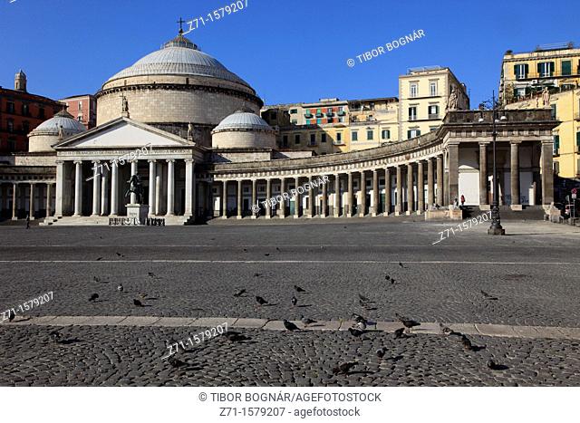 Italy, Campania, Naples, Piazza del Plebiscito, San Francesco di Paola church
