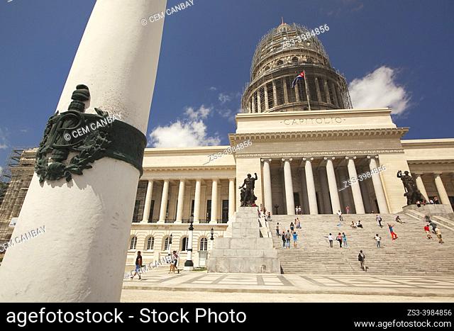 View to the Capitolio building in Center Havana, La Habana, Cuba, West Indies, Central America