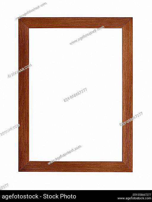 Modern dark brown color painted rectangular vertical frame for picture or photo, isolated on white background