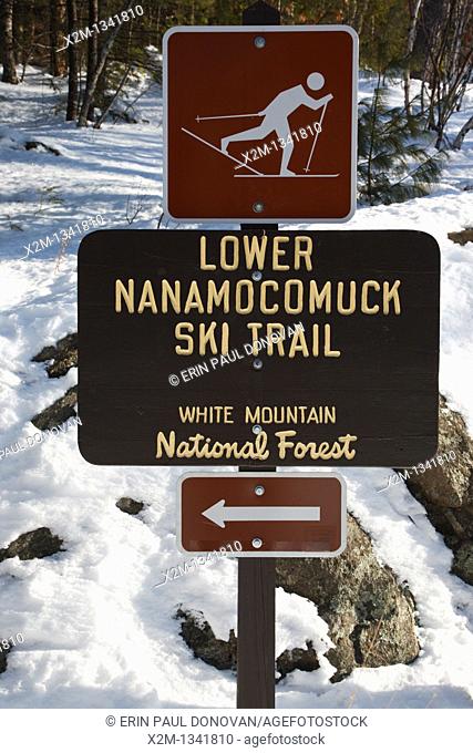 Lower Nanamocomuck Ski Trail near the Albany Covered Bridge in Albany, New Hampshire, USA just off the Kancamagus Highway