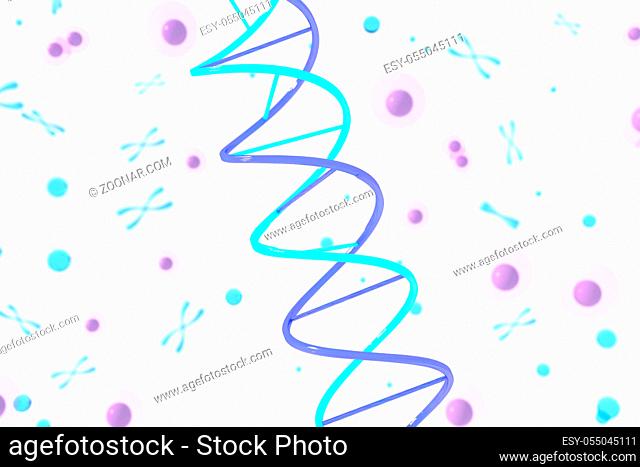 3d rendering of DNA (deoxyribonucleic acid) structure, 3d illustration