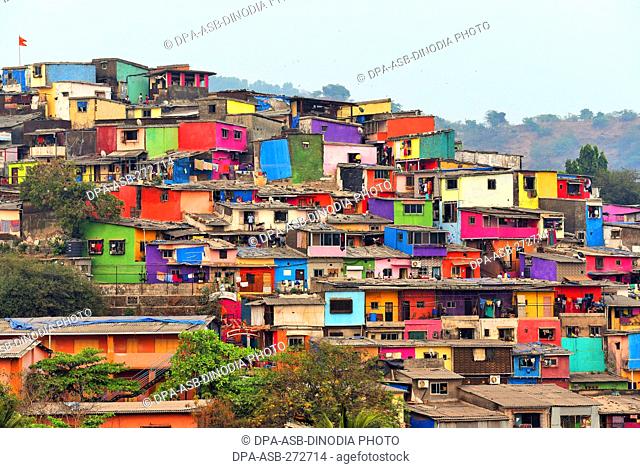 Slums near Asalpha railway station, Mumbai, Maharashtra, India, Asia