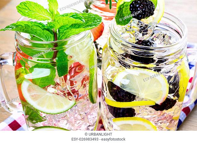 Fresh infused water made with organic ccitruses and berries
