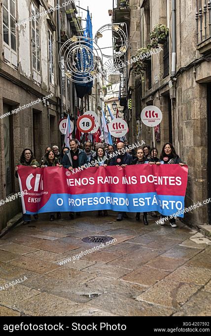 Santiago, Spain. November 28, 2023. over two thousand teachers from the Spanish public education sector, called by the unions