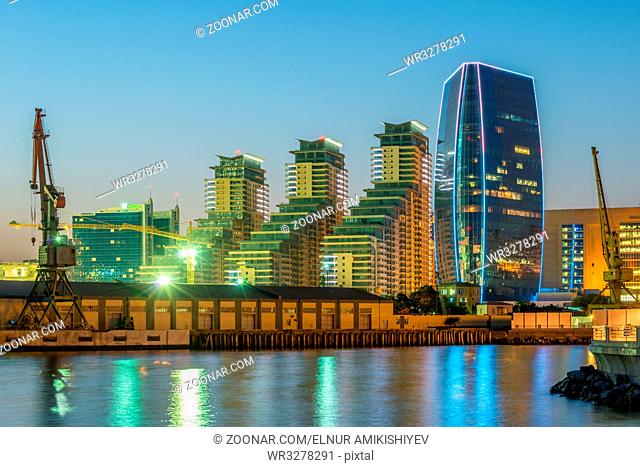 Baku - JULY 10, 2015: Port Baku on July 10 in Baku, Azerbaijan. Port Baku is residential and office complex