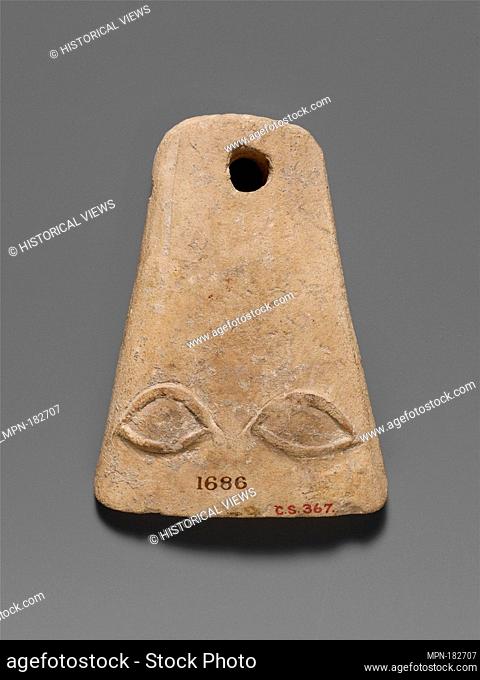 Limestone plaque with two eyes in relief. Period: Late Hellenistic or Early Imperial; Date: ca. 50 B.C.-A.D. 50; Culture: Greek or Roman