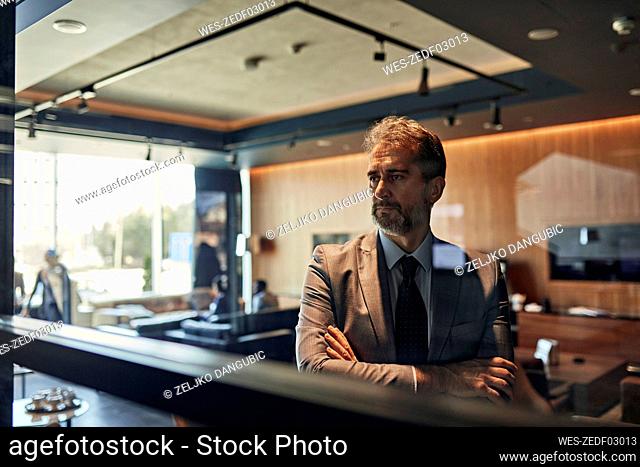Portrait of a mature businessman in hotel lobby