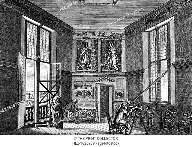 The old observing-room, Greenwich, late 17th century (1893). The Royal Observatory at Greenwich was founded in 1675 by King Charles II