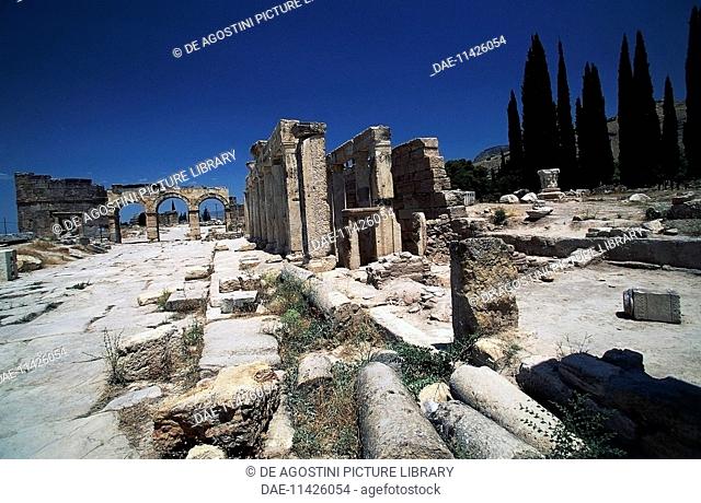 Frontinus gate or North gate and street of proconsul Julius Frontinus, Hierapolis-Pamukkale (Unesco World Heritage List, 1988), Phrygia, Turkey