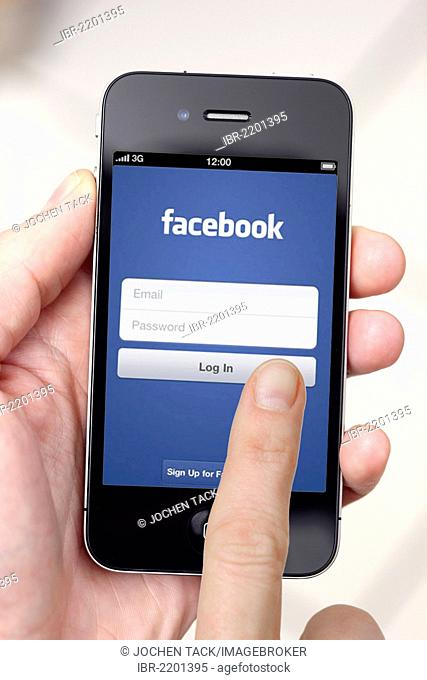 Iphone, smart phone, app on the screen, social network, Facebook