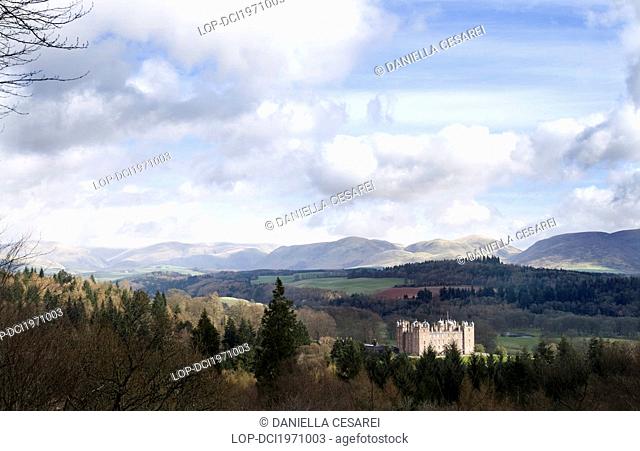 Scotland, Dumfries and Galloway, Drumlanrig. Drumlanrig Castle, the 'Pink Palace' of Drumlanrig, a fine example of late 17th century Renaissance architecture...
