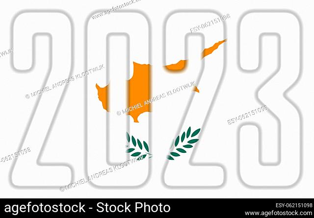 2023, isolated on white - With the Flag of Cyprus