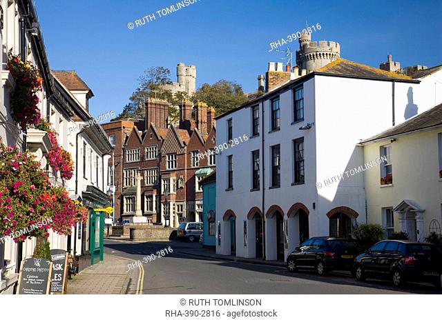 An attractive corner of the High Street, Arundel, West Sussex, England, United Kingdom, Europe