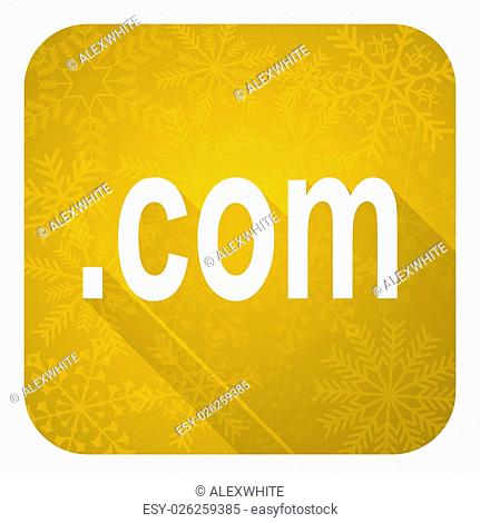 com flat icon, gold christmas button