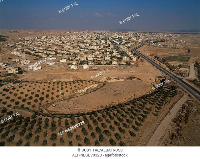 Aerial photograph of the Bedouin town of Rahat in the northern Negev desert