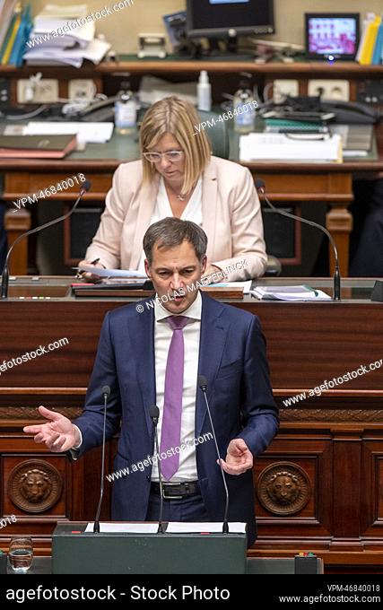 Prime Minister Alexander De Croo delivers a speech at a plenary session of the Chamber at the Federal Parliament in Brussels on Tuesday 11 October 2022