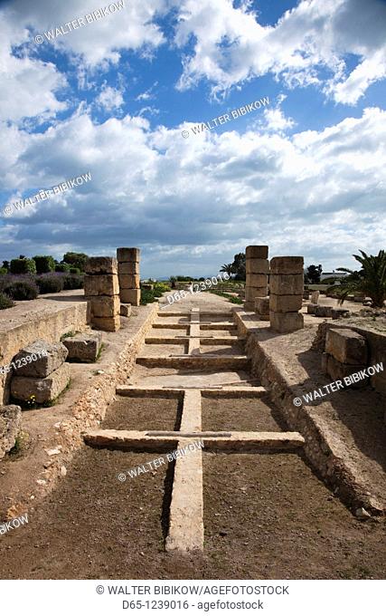 Tunisia, Tunis, Carthage, remnants of Punic Naval Port, ship ramps