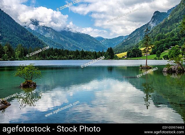Watzmann massif at Lake Hintersee at Ramsau in Berchtesgaden, Bavaria, Germany in Europe