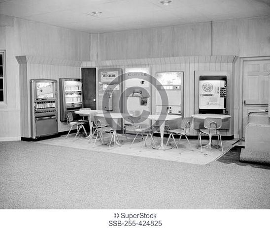 USA, Massachusetts, Worcester, Refreshment dispensers at bowling alley