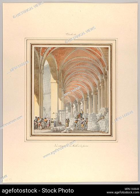 La Halle aux Blés, Interior View. Artist: Pierre François Léonard Fontaine (French, Pontoise 1762-1853 Paris); Date: ca. 1810; Medium: Watercolor over graphite;...