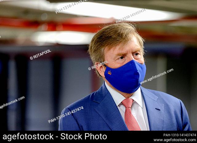 King Willem-Alexander of The Netherlands at CB in Culemborg, on April 06, 2021, .to open the new high-tech warehouse of the 150-year-old CB