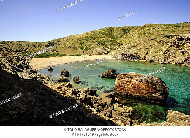 Beach, Cala En Calderer, Ferreries, Menorca, Balearic Islands, Spain, Europe