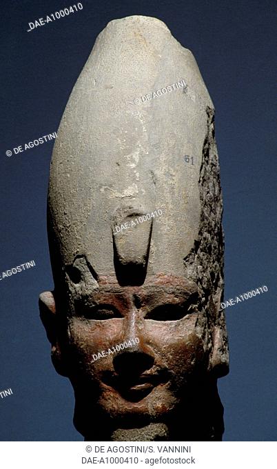 Limestone statue depicting Amenhotep I, from Karnak, Egypt. Egyptian civilisation, New Kingdom, Dynasty XVIII.  Luxor, Ancient Egypt Museum