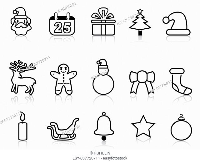 isolated black christmas line icons from white background