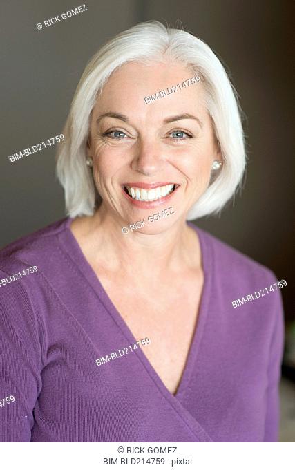 Close up of older Caucasian woman smiling