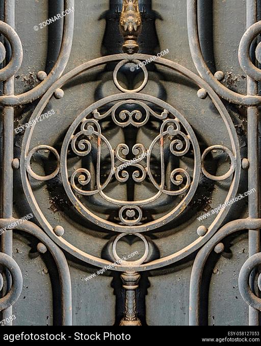 Iron ornate door detail background photo