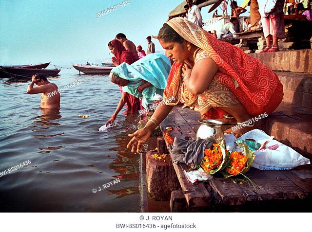 women washing in Ganges, India