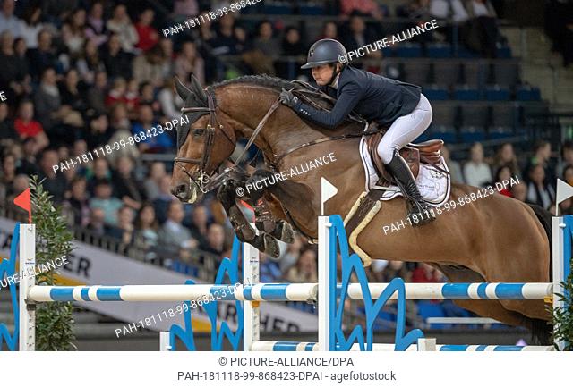 18 November 2018, Baden-Wuerttemberg, Stuttgart: 34th International Horse Show German Masters, Equestrian Sports, Jumping