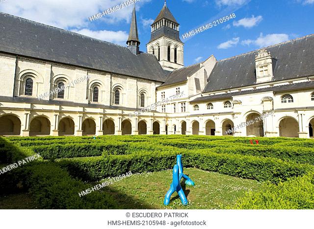France, Maine et Loire, Loire valley listed as World Heritage by UNESCO, Fontevraud l'Abbaye, gardens of the cloister of Fontevraud royal abbey