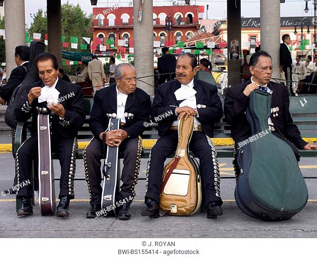 Old musicians waiting for a job. Mariachis in Plaza Garibaldi, Mexico