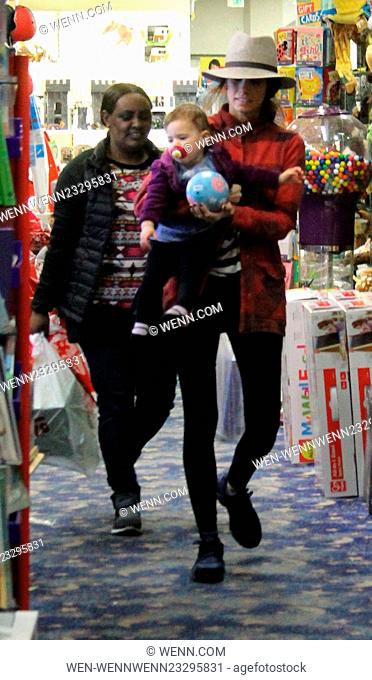Jordana Brewster goes christmas shopping at Tom's Toys store with son, Julian Featuring: Jordana Brewster, Julian Form-Brewster Where: Los Angeles, California