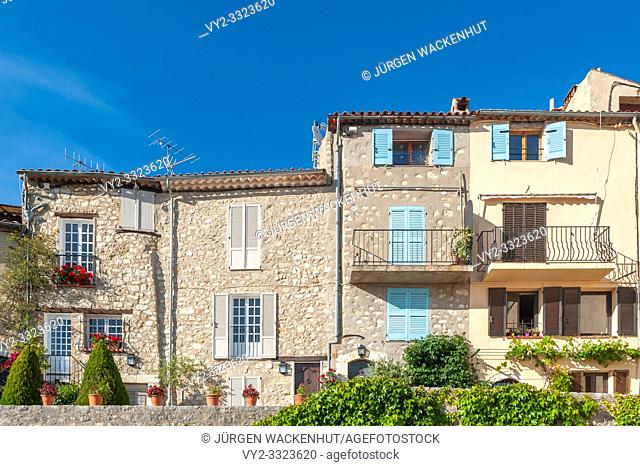 Townscape with typical buildings, Saint-Cezaire-sur-Siagne, Alpes-Maritim, Provence-Alpes-Cote d`Azur, France, Europe