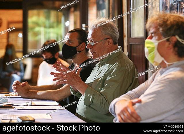 Manu Claeys of stRaten-generaal, Dirk Avonts of Ademloos and Peter Vermeulen of Ringland pictured during a joint press moment of Antwerp citizen organisations...