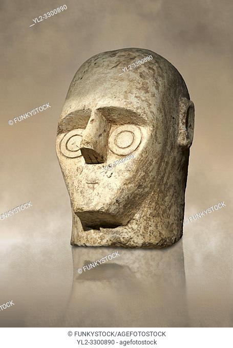 9th century BC Giants of Mont'e Prama Nuragic stone head from the statue of a boxer, Mont'e Prama archaeological site, Cabras