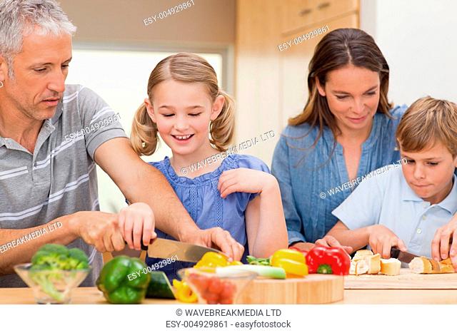 Lovely family cooking