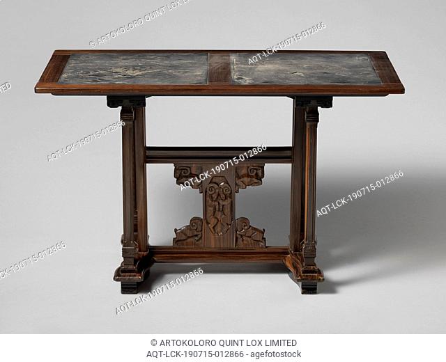 Coromandel table with a rectangular inlay with linoleum inlay, Coromandel table with a rectangular leaf inlaid with linoleum