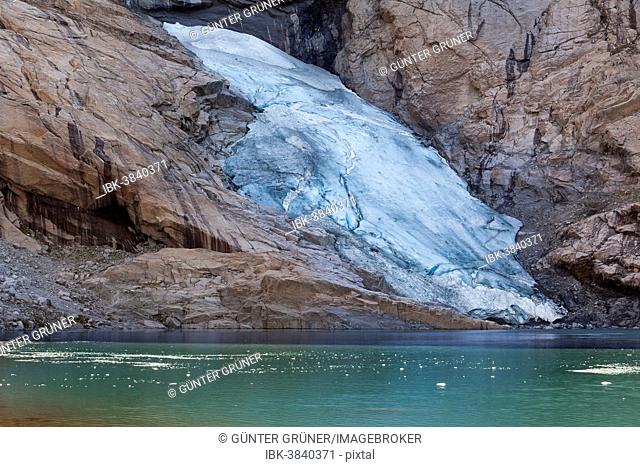 Briksdalsbreen glacier tongue of Jostedalsbreen Glacier, Briksdal valley, Stryn, Sogn og Fjordane, Norway