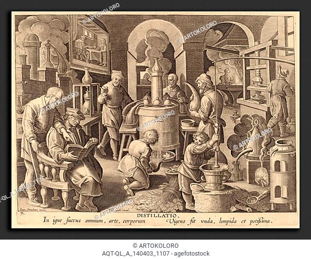 Theodor Galle after Jan van der Straet (Flemish, c. 1571 - 1633), Distillation: pl.7, c. 1580-1590, engraving
