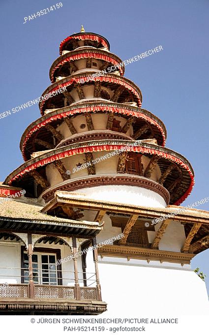 Five round roofs belong to the temple of Panch Mukhi Hanuman near old royal palace in Kathmandu. (22 November 2016) | usage worldwide
