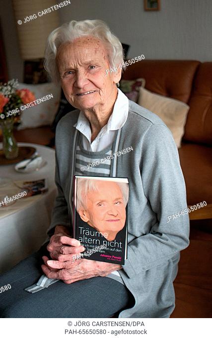 Film extra Johanna Penski poses in Berlin,  Germany, 27 January 2016. At the age of 87, the retired gym teacher Johanna Penski is living her childhood dream of...