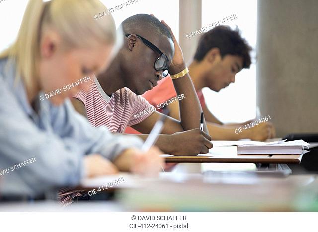 University students taking exam